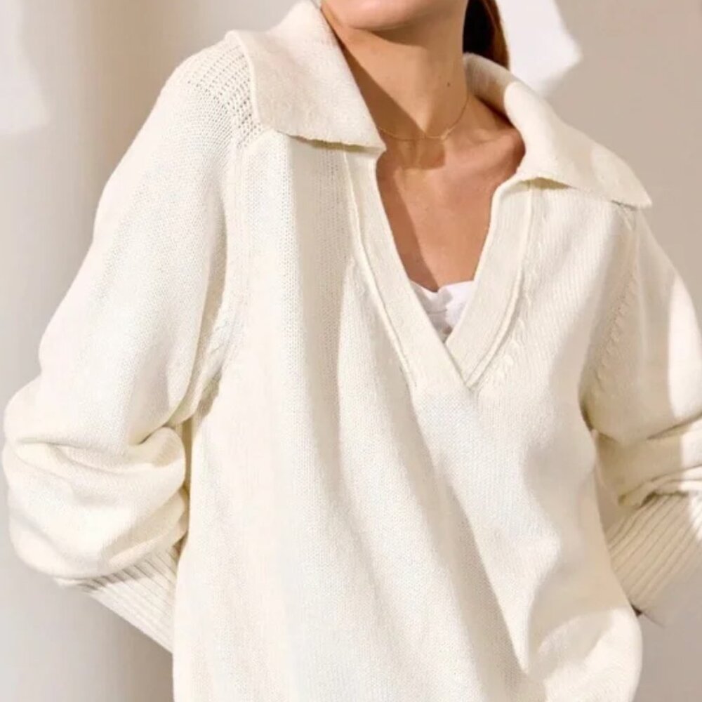 BROCHU WALKER Rainer Layered Cotton-Blend Sweater Women’s Ivory Size Small